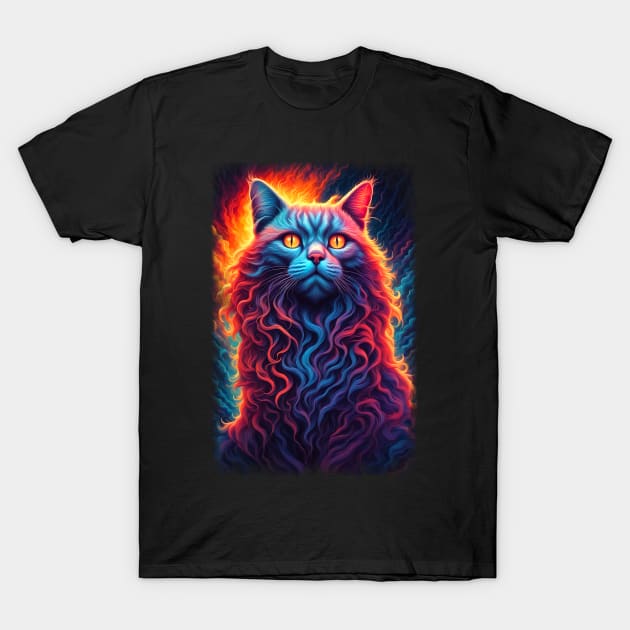 Neon Cat 03 T-Shirt by KawaiiDread